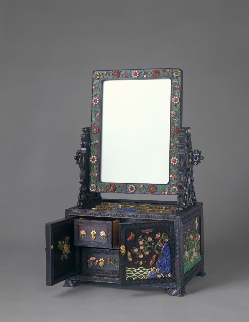 图片[1]-Hardwood inlaid jewelry mirror box-China Archive